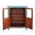 2000 - 2009 Distressed Bright Blue Glass Display Bookcase Curio Cabinet For Sale - Image 5 of 7