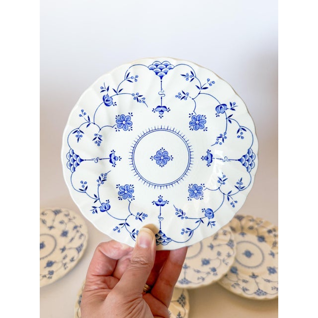 Myott Son & Co. 1980s Myott Finlandia Blue & White Dessert Plates - Set of 6 For Sale - Image 4 of 11