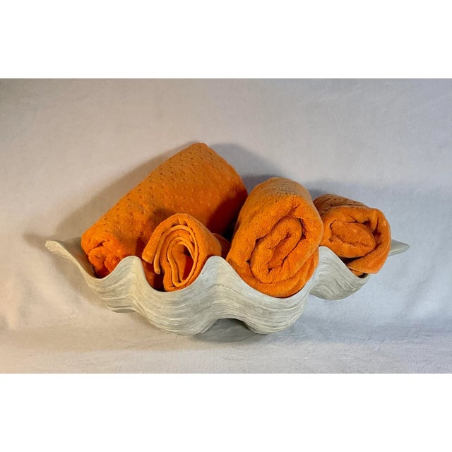 Vintage Coastal Monumental Resin Clam Shell Bowl Decor For Sale - Image 10 of 12