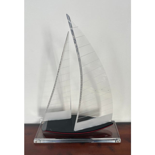 Late 20th Century Vintage Nautical Art Lucite Schooner Yacht Sailboat, Unmarked For Sale - Image 5 of 9