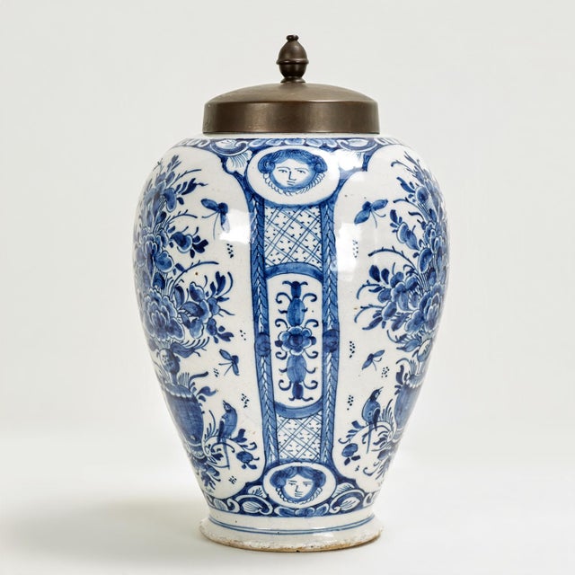 Late 18th Century Pair of Antique Blue and White Delft Spice Jars For Sale - Image 5 of 15