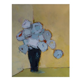 Bill Tansey "Blue Flower" Abstract Floral Painting Oil on Canvas For Sale