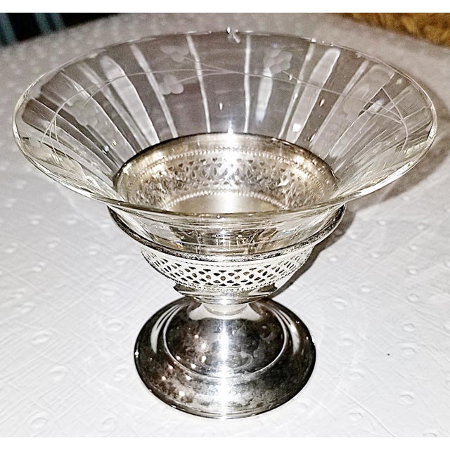 1950s Sterling and Crystal Martini Champagne Sherbert Coupes Glasses, Set of 8 For Sale - Image 4 of 12