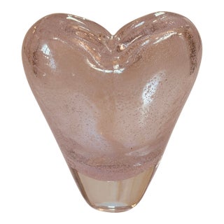 1950s Murano Art Glass Pink Heart Vase For Sale