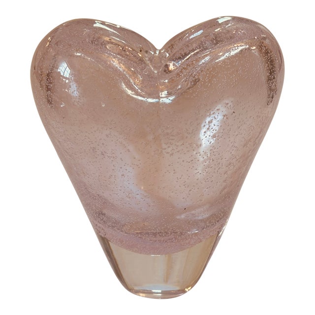 1950s Murano Art Glass Pink Heart Vase For Sale