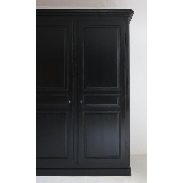 Wood Large Vintage Black Wardrobe For Sale - Image 7 of 18