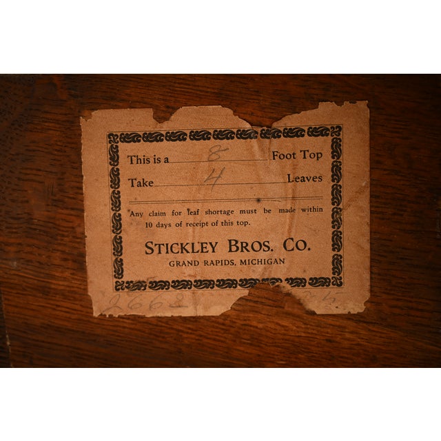 Stickley Brothers Antique Mission Oak Arts & Crafts Barley Twist Extension Dining Table, Newly Refinished For Sale - Image 12 of 13
