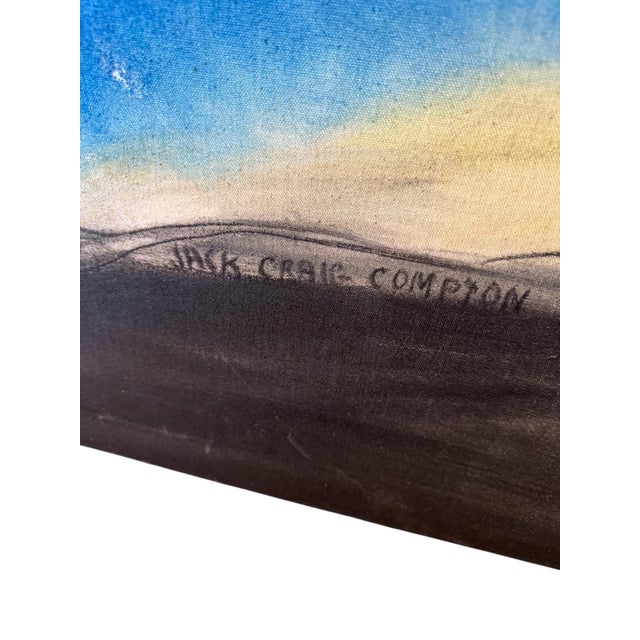 Abstract 1980s Large-Scale Contemporary Abstract Painting, Monumental Vertical Canvas, Blue Black & Ochre, 78x48” by Jack Compton For Sale - Image 3 of 7