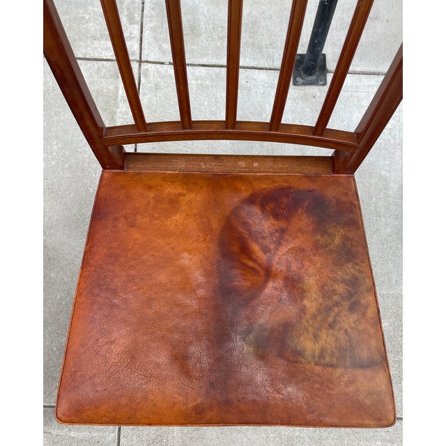 Rare Set of Four Jacob Kjaer Mahogany and Leather Dining Chairs Circa 1961 For Sale - Image 9 of 12