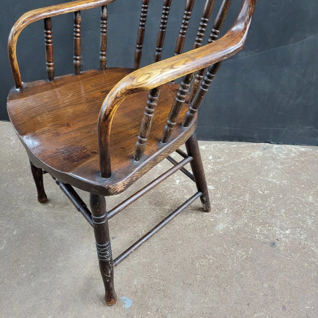 1910s Edwardian Oak Tub Chair For Sale - Image 15 of 16