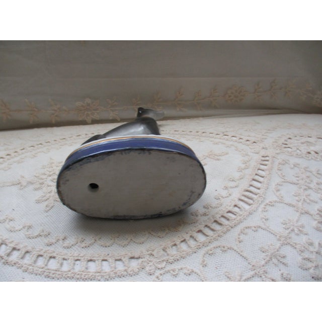 Charcoal Antique Whippet Dog on a Blue & White Pillow Porcelain Figurine For Sale - Image 8 of 8