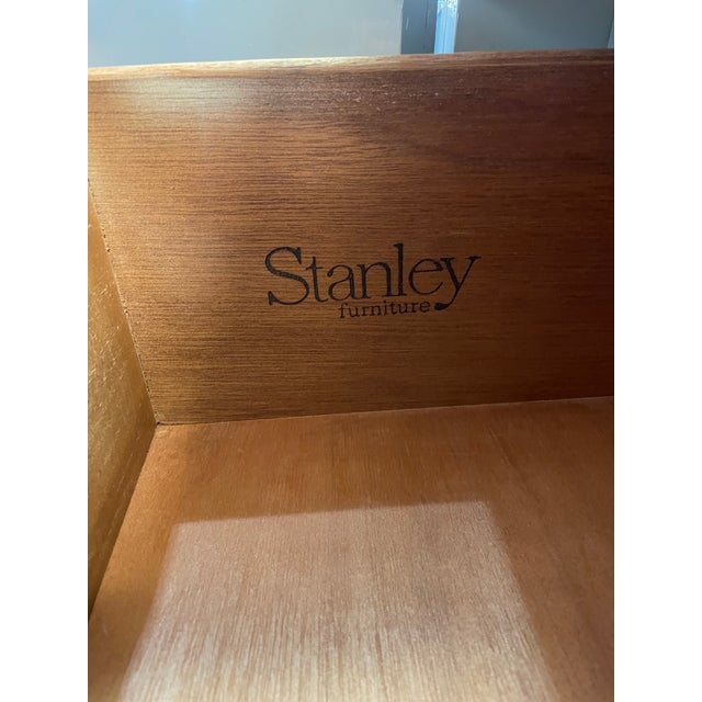 1960s Stanley High-Gloss Blue Hydrangea Console/ Credenza With Brass Hardware For Sale - Image 11 of 11