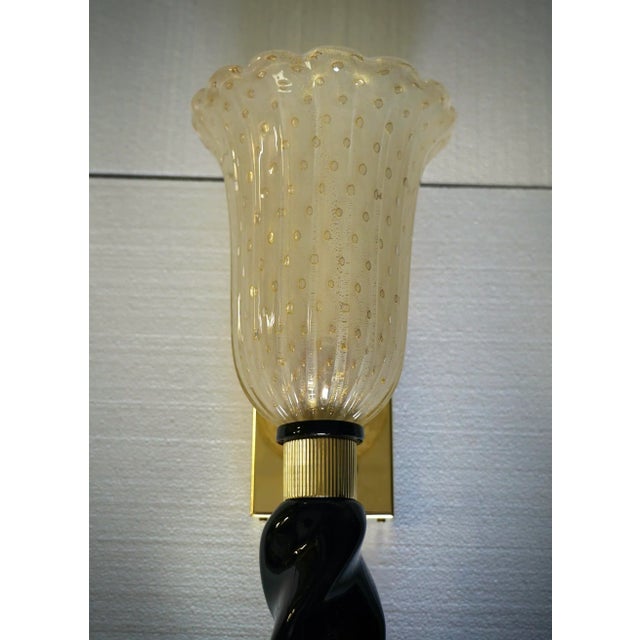 Murano Gold and Black Color Glass Wall Light, 2000 For Sale - Image 6 of 10