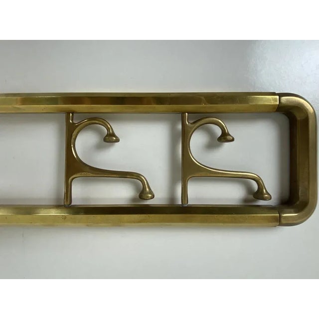 Metal Art Deco Style Brass Coat Rack With Foldable Hooks, Austria, 1940s For Sale - Image 7 of 16
