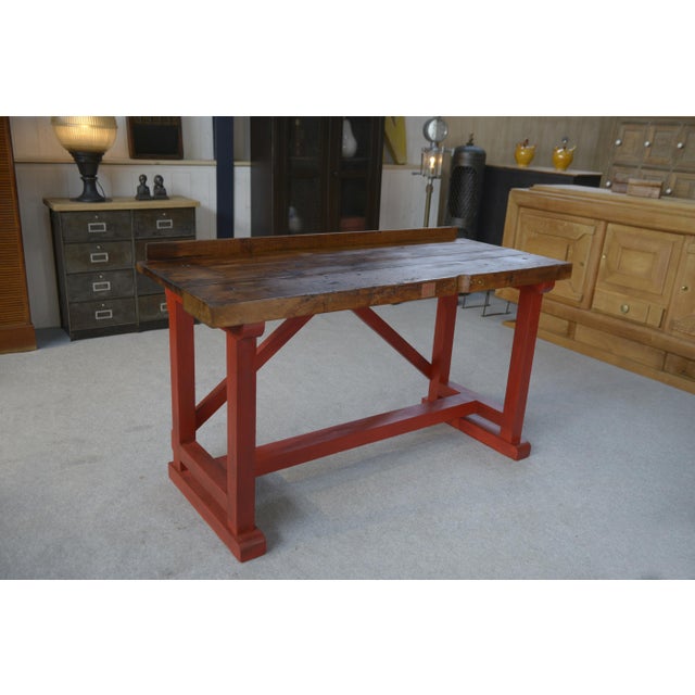 Industrial Beech Workshop Workbench, 1950s For Sale - Image 4 of 13