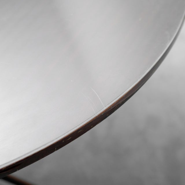 Brown Round Table in Wood, Glass and Metal, 1970s For Sale - Image 8 of 11