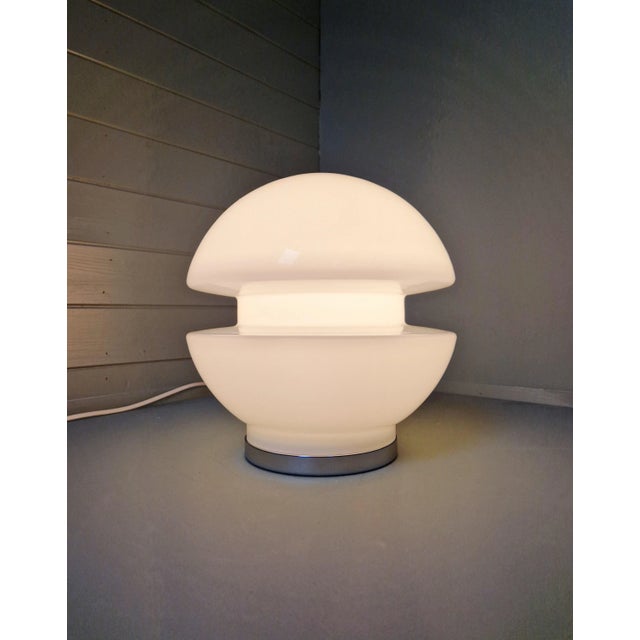 Metal Space Age White Opaline and Chrome Metal Table Lamp, 1970s For Sale - Image 7 of 16