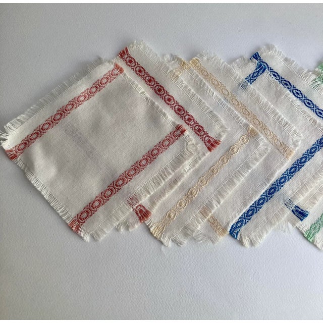 Vintage Off White Woven Cocktail Napkins- Set of 8 For Sale - Image 10 of 13