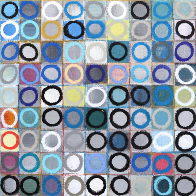 576 Circles v.5 - Large Original Geometric Abstract Acrylic and Oil Pastel Painting on Canvas by Brandon Neher For Sale - Image 4 of 9