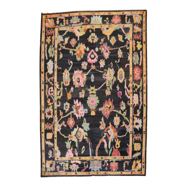 Contemporary Turkish Oushak Inspired Multicolor Rug For Sale