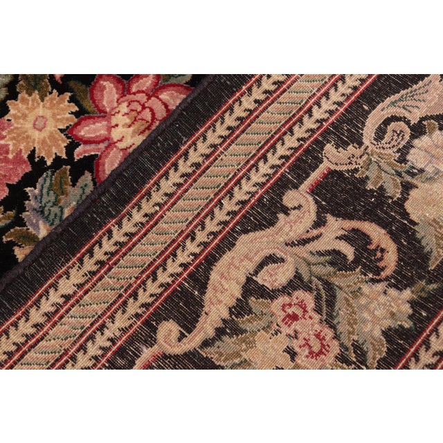 Textile Elegant FLoral David Pak-Persian Black/Green Wool Rug - 8'1'' X 10'1'' For Sale - Image 7 of 9