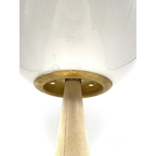 Mid-Century Modern Conic Parchment and Brass Table Lamp, France, 1960s For Sale - Image 3 of 18