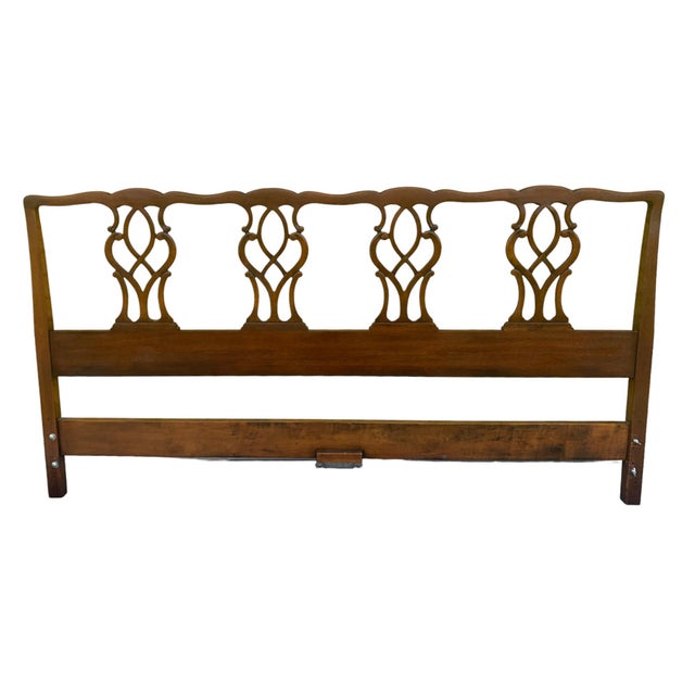 Mid 20th Century Kindel Furniture Chippendale Style Mahogany King Size Headboard For Sale - Image 9 of 9