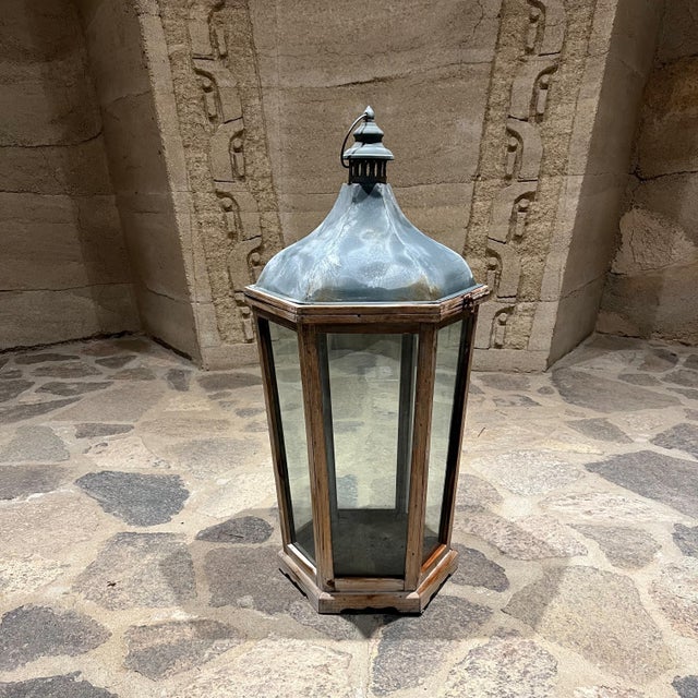 Early 20th Century French Rustic Antique Wood Candle Lantern For Sale - Image 5 of 9