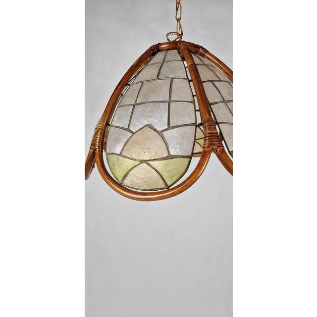 Italian Bamboo Pendant Lamp, 1970s For Sale - Image 4 of 12