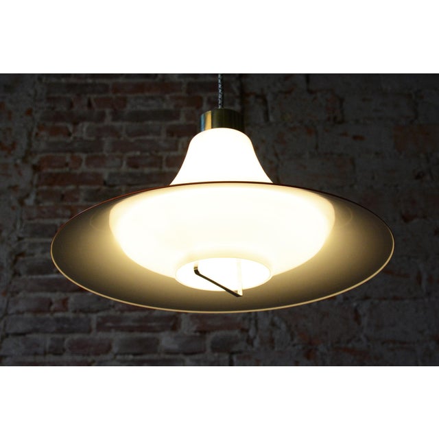 Mid-Century Chandelier in Brass and Lacquered Steel, Czech, 1960s For Sale - Image 12 of 18