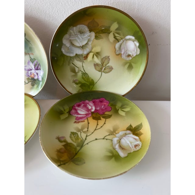 Vintage p.s.a.g. Bavarian Porcelain Small 6" Plates Signed Ragouse-Set of 8 For Sale - Image 11 of 12