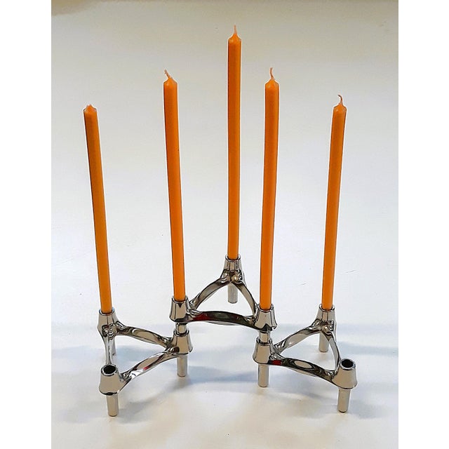 Silver Vintage Modular Candlestick from BMF, 1970s, Set of 3 For Sale - Image 8 of 8