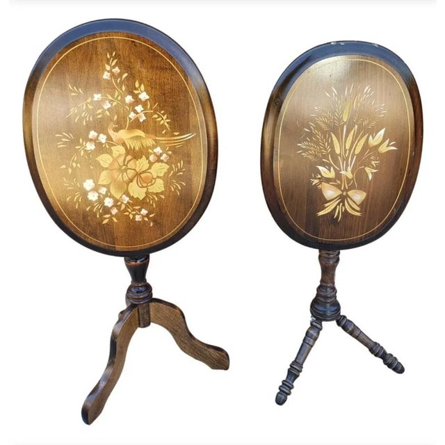 Pair of Stencil Decorated Tilt-Top Candle Stands For Sale - Image 9 of 9