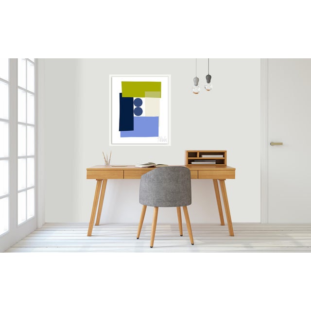 Mid-Century Modern Blue Green Tuxedo Fine Art Print 40" X 50" by Liz Roache For Sale - Image 3 of 7