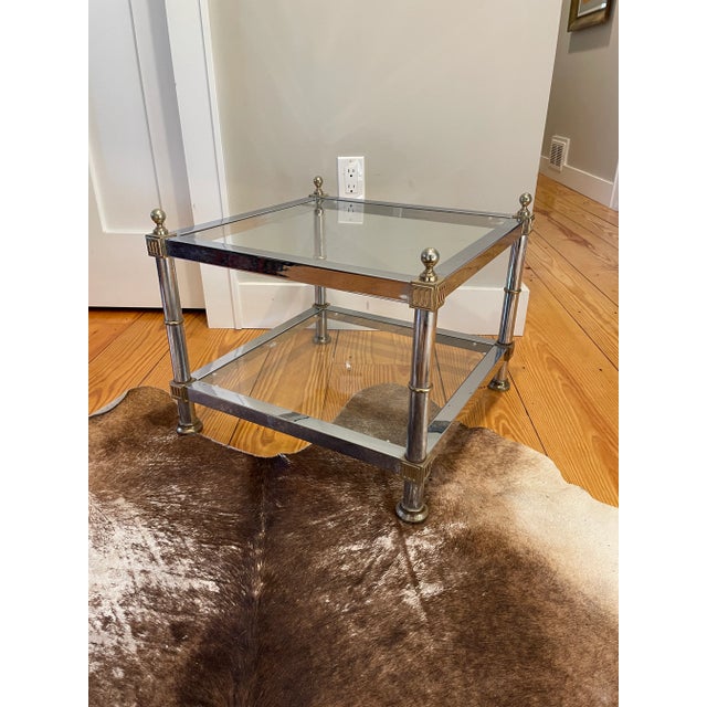 Late 20th Century Maison Jansen Chrome and Brass Double Tier Side Table For Sale - Image 13 of 13