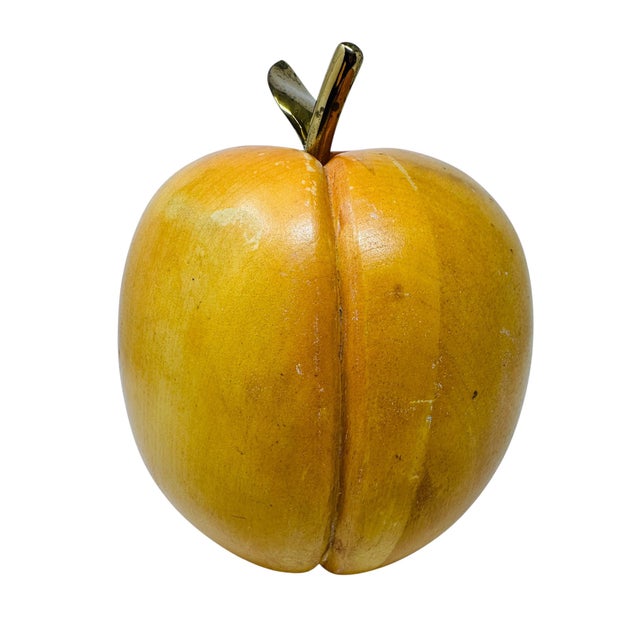 1970s Colossal 10.5" Vintage 1970s Hand-Carved Wood Peach Sculpture - Costa Rica For Sale - Image 5 of 10