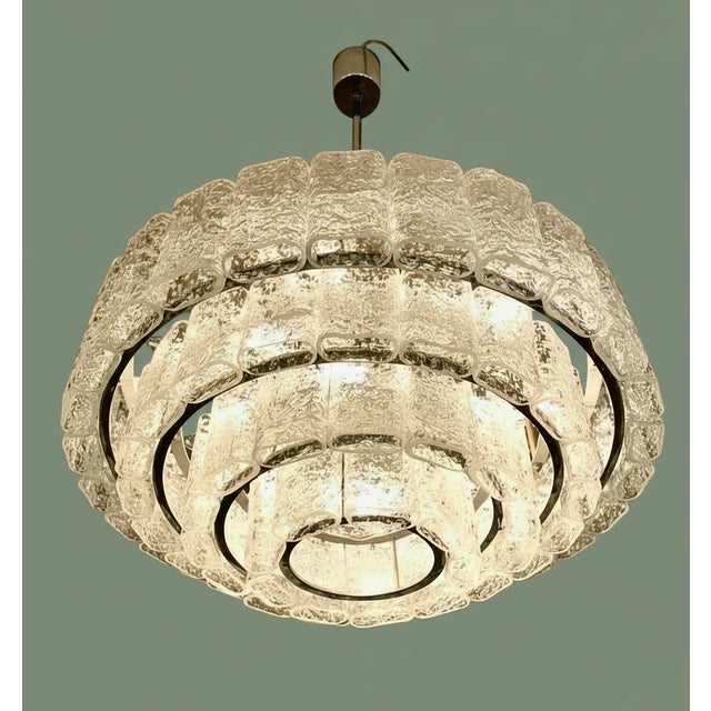 Glass Iceglass Chandelier from Doria Leuchten, 1950s For Sale - Image 7 of 8