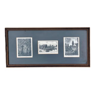 Vintage Nantucket Massachusetts Original Engraving Artworks, Signed & Framed For Sale