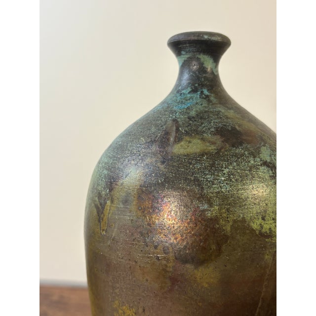 Mid-Century Modern Large Vintage American Studio Ceramic Raku Bud Vase, 1999 For Sale - Image 3 of 8