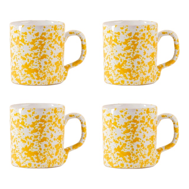 Taverna Speckled Mug, Yellow/White, Set of 4 For Sale