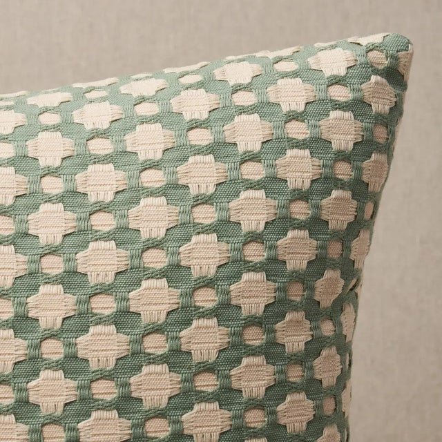 This pillow features Betwixt by Celerie Kemble for Schumacher with a knife edge finish. An endlessly versatile small-scale...