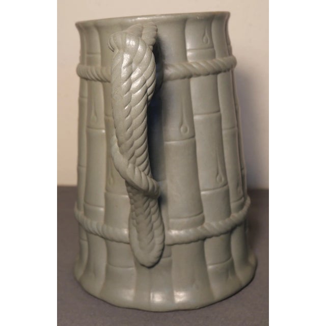 Mid 19th Century Mid 19th Century English Victorian Staffordshire Pale Green Drabware Bamboo/Rope Relief Motif Pitcher For Sale - Image 5 of 7
