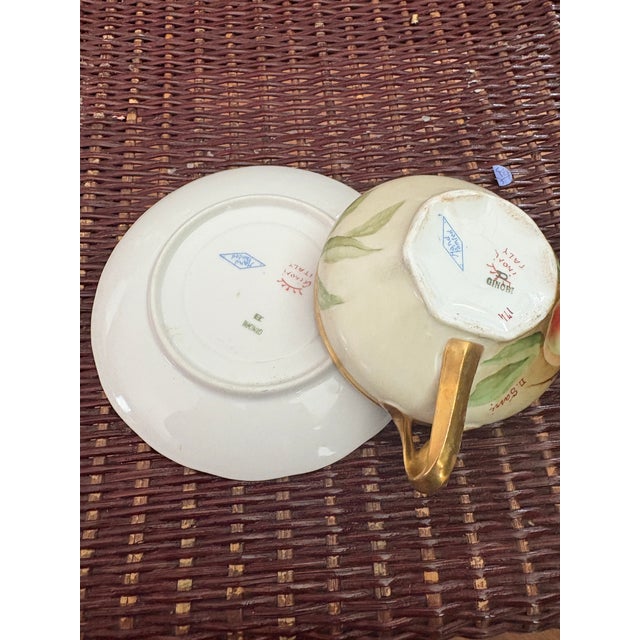 Art Nouveau 1890 Ginori Teacup and Saucer For Sale - Image 3 of 3