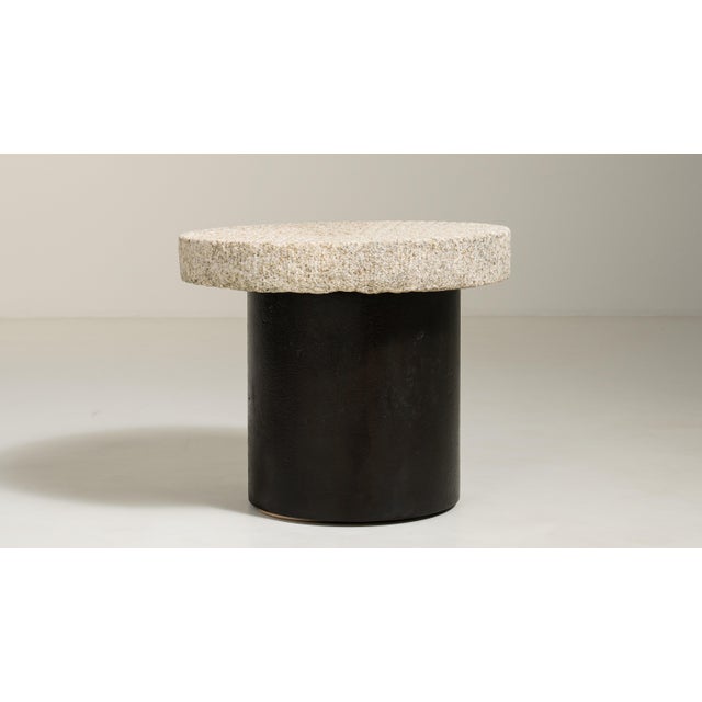 Cream Iron Side Table with Stone Top, Antique, China, Early 20th Century For Sale - Image 8 of 11
