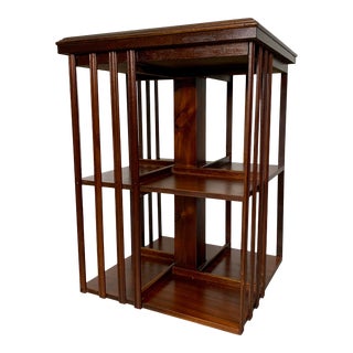 Rotating Bookcase With Marquetry For Sale