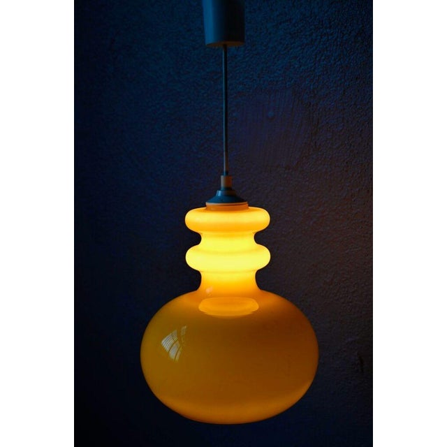 Scandinavian Yellow Glass Pendant Light For Sale - Image 4 of 9