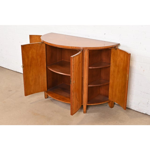Baker Furniture Colonial Williamsburg Federal Inlaid Fruitwood Demilune Cabinet For Sale In South Bend - Image 6 of 12