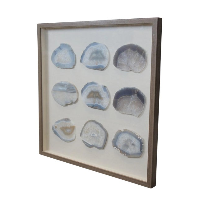 Contemporary Vintage Shadowbox Wall Art Geode Chalcedony Agate Crystal Rock Slices For Sale - Image 3 of 10
