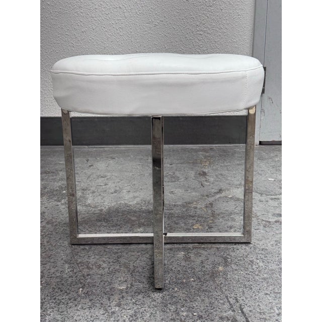 Modern Faux Leather Ottoman For Sale - Image 4 of 12