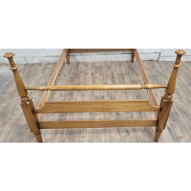 Wood Vintage Full Size Traditional Style Low Poster Bed For Sale - Image 7 of 12